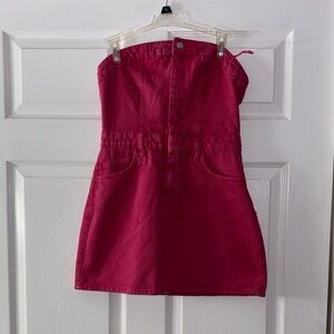 Zara Strapless Pink Denim Dress
